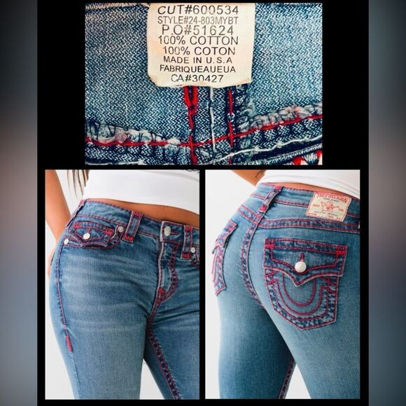 Vintage “Rare” True Religion Women's Low-Rise,Boot-Cut Jeans (colored stitching) - Picture 6 of 7